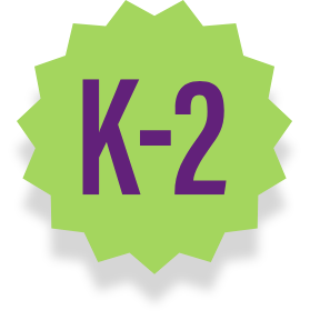 Green badge with the heading spelled K through 2